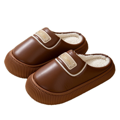 2025新款棉拖鞋女士時尚防滑厚底加絨保暖秋冬季地板防水棉拖