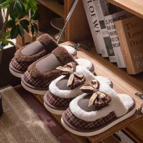 可愛蝴蝶結棉拖鞋女秋冬季新款家居保暖防滑室內厚底毛毛拖鞋男士 可愛蝴蝶結棉拖鞋女秋冬季新款家居保暖防滑室內厚底毛毛拖鞋男士