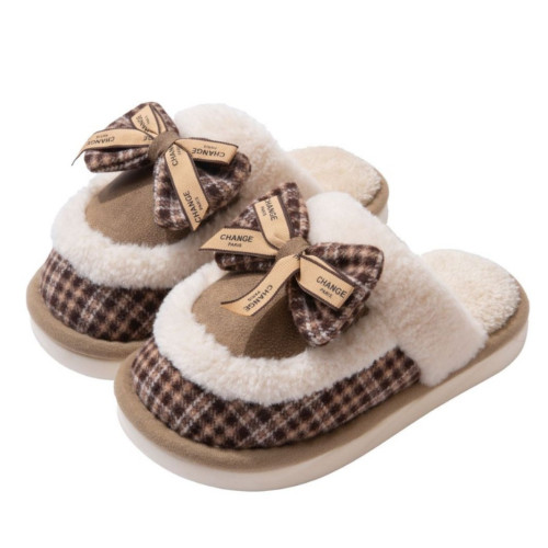 可愛蝴蝶結棉拖鞋女秋冬季新款家居保暖防滑室內厚底毛毛拖鞋男士 可愛蝴蝶結棉拖鞋女秋冬季新款家居保暖防滑室內厚底毛毛拖鞋男士