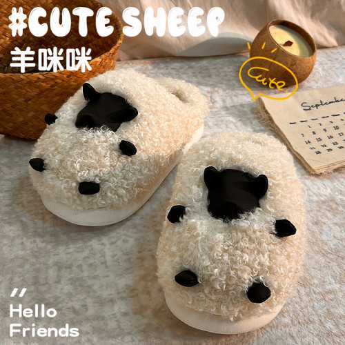 可愛棉拖鞋女款秋冬季2025新款室內家居卡通小羊保暖加絨毛毛棉拖 可愛棉拖鞋女款秋冬季2025新款室內家居卡通小羊保暖加絨毛毛棉拖