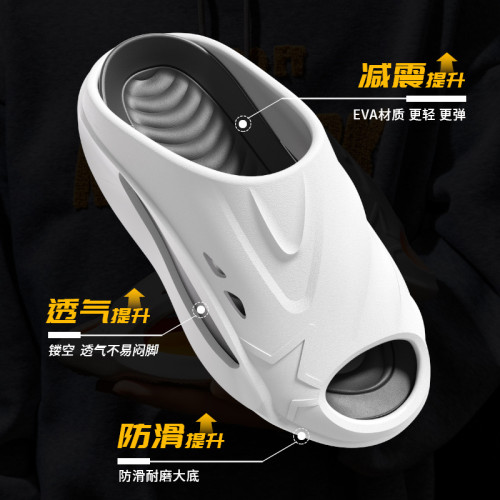 2025新款時尚男款拖鞋潮流外穿厚底防滑雙色拼接款涼拖鞋女