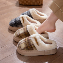 棉拖鞋男秋冬季2025新款室內家居防滑保暖毛絨外穿厚底月子棉拖女