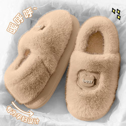 毛絨絨棉拖鞋女款2025新款秋冬季室內家居踩屎感保暖防滑月子鞋女