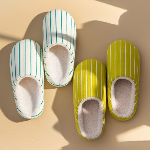 日系條紋TPR冷粘棉拖鞋女士新秋冬季居家室內防滑毛絨保暖月子鞋 日系條紋TPR冷粘棉拖鞋女士新秋冬季居家室內防滑毛絨保暖月子鞋