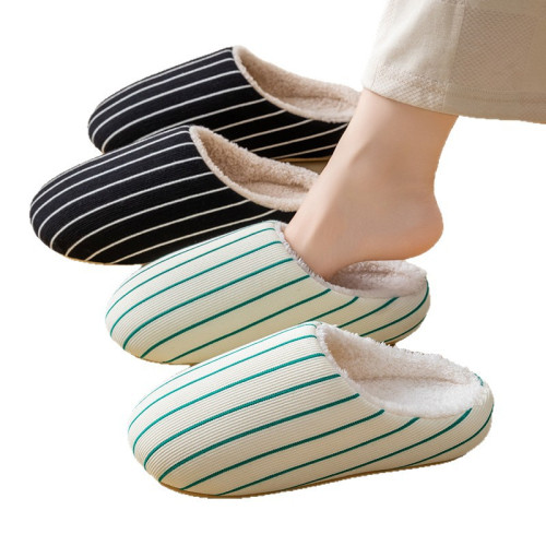 日系條紋TPR冷粘棉拖鞋女士新秋冬季居家室內防滑毛絨保暖月子鞋 日系條紋TPR冷粘棉拖鞋女士新秋冬季居家室內防滑毛絨保暖月子鞋