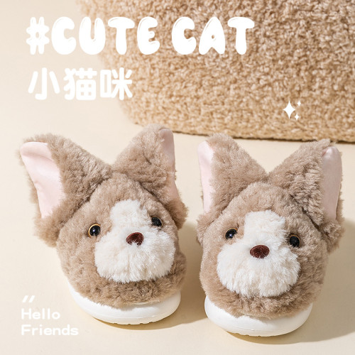 踩屎感棉拖鞋女士秋冬季2025新款室內家居加厚卡通小貓毛毛棉拖女