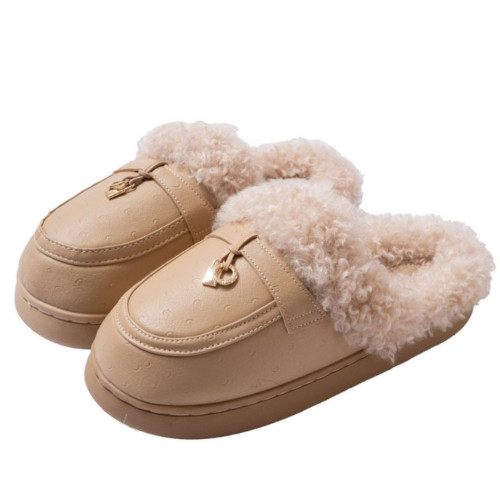 防水棉拖鞋女秋冬新款外穿時尚百搭室內家居厚底保暖加絨毛毛拖鞋 防水棉拖鞋女秋冬新款外穿時尚百搭室內家居厚底保暖加絨毛毛拖鞋