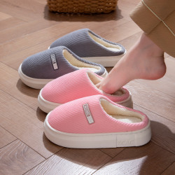 燈芯絨棉拖鞋女士秋冬季新款家居家用室內靜音防滑保暖棉拖男厚底