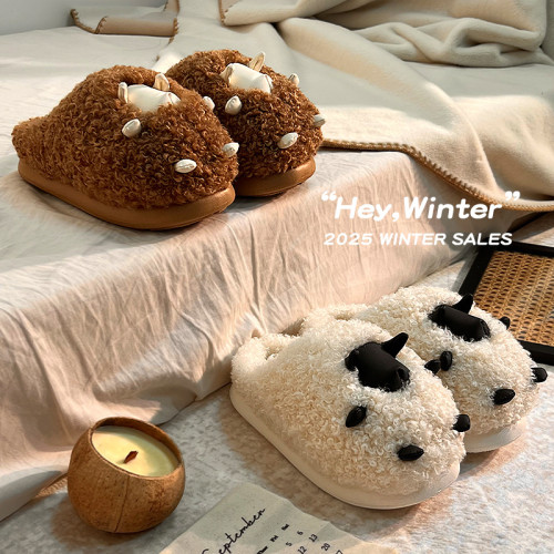 可愛小羊棉拖鞋女款秋冬季外穿2025新款時尚網紅卡通毛毛棉拖女冬 可愛小羊棉拖鞋女款秋冬季外穿2025新款時尚網紅卡通毛毛棉拖女冬