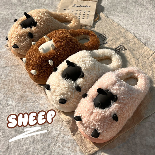 可愛小羊棉拖鞋女款秋冬季外穿2025新款時尚網紅卡通毛毛棉拖女冬 可愛小羊棉拖鞋女款秋冬季外穿2025新款時尚網紅卡通毛毛棉拖女冬