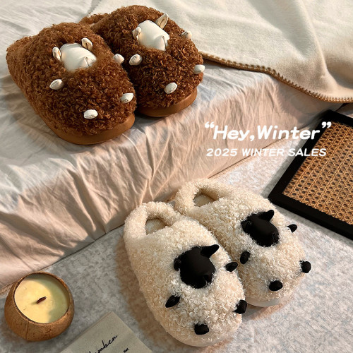 可愛棉拖鞋女款秋冬季2025新款室內家居卡通小羊保暖加絨毛毛棉拖 可愛棉拖鞋女款秋冬季2025新款室內家居卡通小羊保暖加絨毛毛棉拖