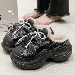 踩屎感棉拖鞋女士2025新款秋冬季室內家居保暖防滑厚底毛絨棉拖女