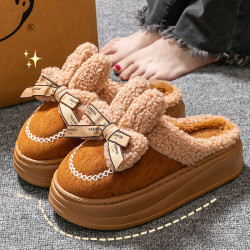 踩屎感棉拖鞋女士秋冬季2025新款室內家居防滑厚底保暖毛絨月子鞋