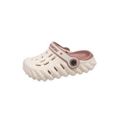 兒童洞洞鞋夏季新款中大童外穿軟底防滑波波鞋室內雙色包頭涼拖鞋