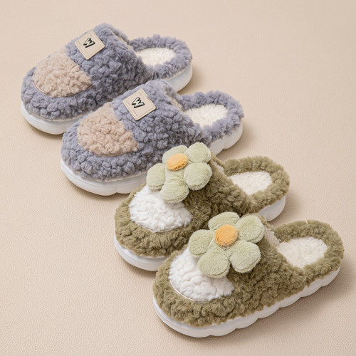 2025太陽花新款棉拖鞋男女時尚情侶厚底加絨保暖秋冬地板棉拖