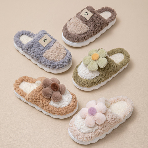 2025太陽花新款棉拖鞋男女時尚情侶厚底加絨保暖秋冬地板棉拖