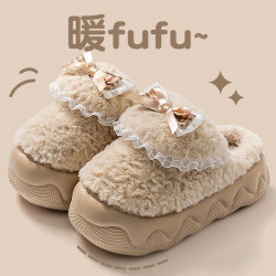 踩屎感棉拖鞋女士秋冬季2025新款室內家居厚底增高保暖毛絨月子鞋