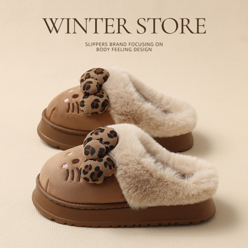 KT貓厚底勃肯棉拖鞋女款冬季外穿毛絨保暖家居室內防滑棉拖女