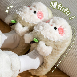 踩屎感棉拖鞋女士秋冬季室內家居保暖加絨加厚防滑毛毛鞋棉拖女款