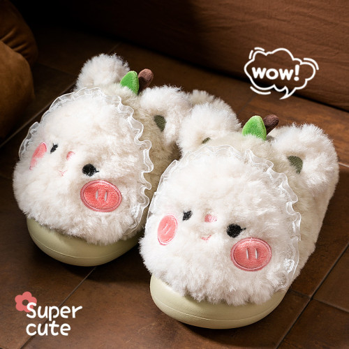 踩屎感棉拖鞋女士秋冬季室內家居保暖加絨加厚防滑毛毛鞋棉拖女款