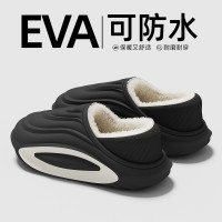 防水包跟棉拖鞋男士冬季新款防滑厚底居家保暖加絨外穿棉拖女
