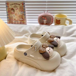 2025年新款夏季涼鞋女加厚底防滑耐磨洞洞踩屎感軟底沙灘兩穿拖鞋