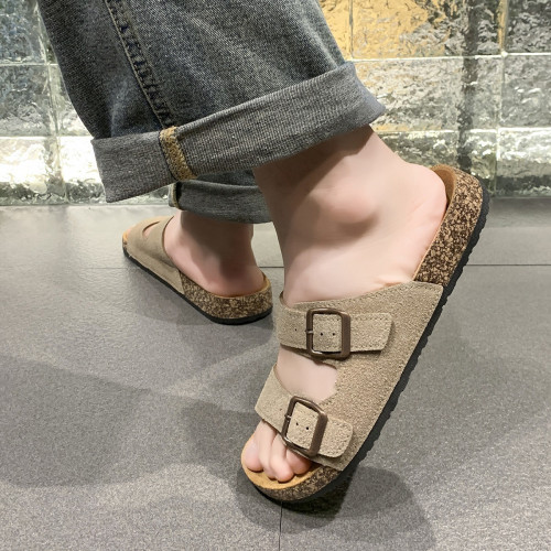 夏季新款男士軟木高跟雙釦露趾經典百搭舒適耐穿防滑耐磨時尚 夏季新款男士軟木高跟雙釦露趾經典百搭舒適耐穿防滑耐磨時尚