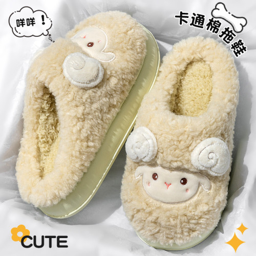 可愛棉拖鞋女款2025秋冬季新款室內家居加厚保暖卡通毛絨厚底拖鞋
