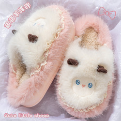 棉拖鞋女款2025秋冬季新款室內家居加絨加厚保暖卡通毛毛絨拖鞋女