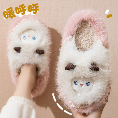 棉拖鞋女款2025秋冬季新款室內家居加絨加厚保暖卡通毛毛絨拖鞋女