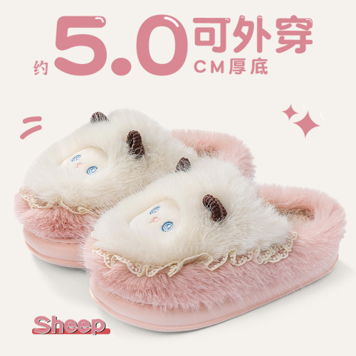 棉拖鞋女款2025秋冬季新款室內家居加絨加厚保暖卡通毛毛絨拖鞋女