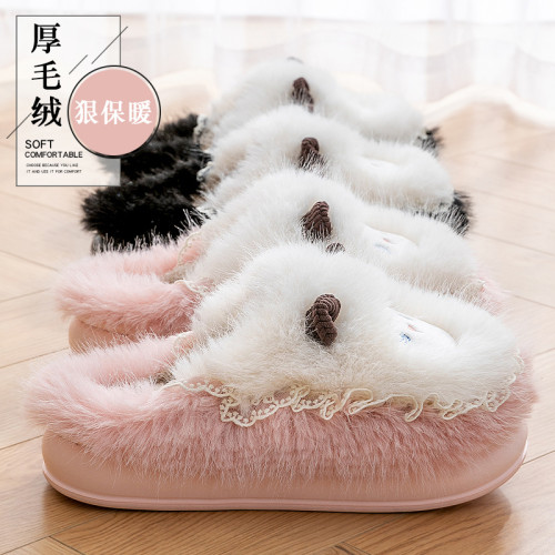 棉拖鞋女款2025秋冬季新款室內家居加絨加厚保暖卡通毛毛絨拖鞋女