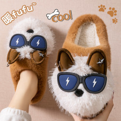 小狗棉拖鞋女款2025新款秋冬季室內家居保暖防滑毛絨踩屎感棉拖女