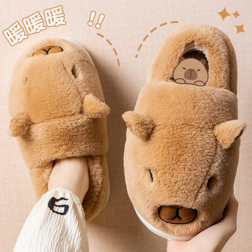 卡皮巴拉棉拖鞋女士秋冬季2025新款室內家居厚底毛絨保暖防滑棉拖 卡皮巴拉棉拖鞋女士秋冬季2025新款室內家居厚底毛絨保暖防滑棉拖
