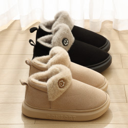 厚底包跟棉拖鞋女冬季新款情侶居家外穿加絨保暖防滑厚底棉拖