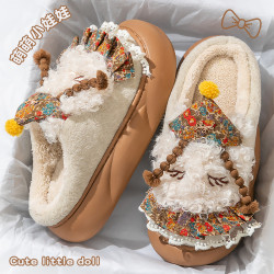 踩屎感棉拖鞋女款秋冬季2025新款時尚網紅超火保暖加絨卡通毛毛鞋