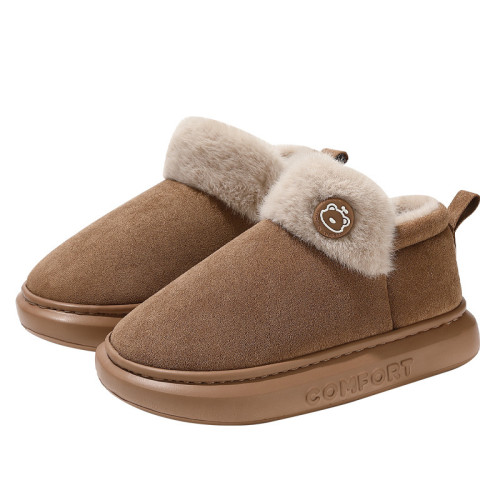 厚底包跟棉拖鞋女冬季新款情侶居家外穿加絨保暖防滑厚底棉拖