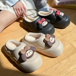 防水厚底棉拖鞋女冬季外穿加絨保暖2025新款室內家居防滑包頭毛拖