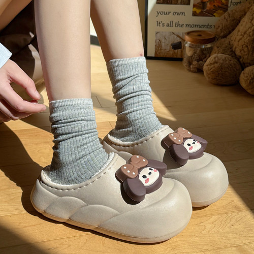 防水厚底棉拖鞋女冬季外穿加絨保暖2025新款室內家居防滑包頭毛拖