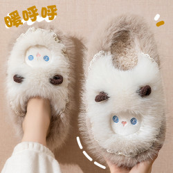 棉拖鞋女款2025秋冬季新款室內家居加絨加厚保暖卡通毛絨絨拖鞋女