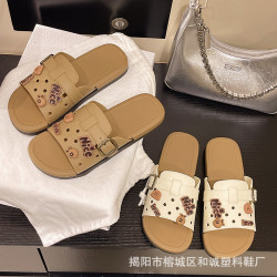 平底拖鞋女2025新款外穿夏季軟底一字拖配裙子高級感沙灘涼拖