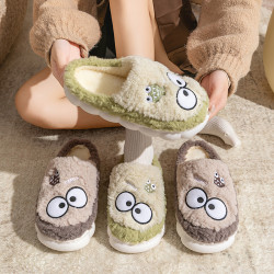 2025大眼睛新款棉拖鞋男女時尚情侶厚底加絨保暖秋冬季地板棉拖