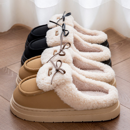 可愛蝴蝶結棉拖鞋女冬季新款外穿加絨厚底防滑居家保暖毛毛拖鞋女 可愛蝴蝶結棉拖鞋女冬季新款外穿加絨厚底防滑居家保暖毛毛拖鞋女