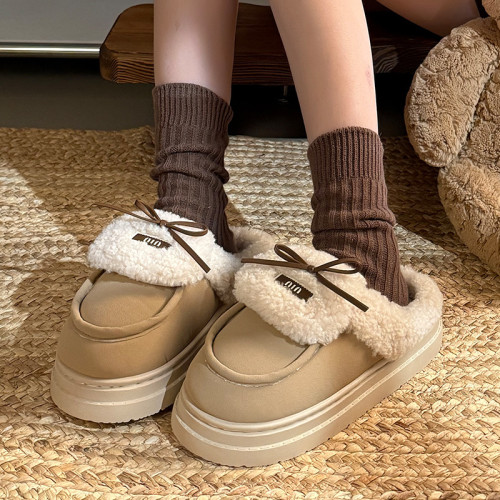 可愛蝴蝶結棉拖鞋女冬季新款外穿加絨厚底防滑居家保暖毛毛拖鞋女 可愛蝴蝶結棉拖鞋女冬季新款外穿加絨厚底防滑居家保暖毛毛拖鞋女