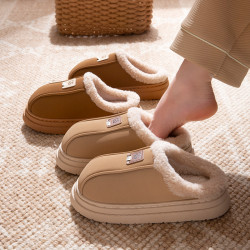 厚底棉拖鞋女秋冬季新款室內居家防滑保暖加厚情侶毛絨半包拖鞋男