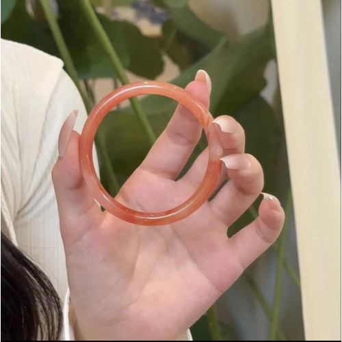 新中式旗袍配飾海鹽冰淇淋圓條粗款叮噹鐲玻璃仿玉鐲子首飾冰透鐲