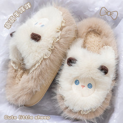 可愛棉拖鞋女款2025秋冬季新款室內家居加厚保暖卡通毛絨厚底拖鞋