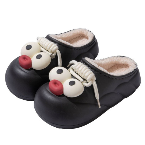 EVA防水棉拖鞋女秋冬季外穿可愛大眼睛厚底防滑月子加絨保暖毛套