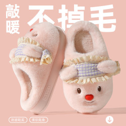 厚底棉拖鞋女士冬季2025新款室內家居厚底保暖防滑毛絨拖鞋女