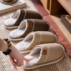 情侶家用防水棉拖鞋男士秋冬季新款室內居家加絨保暖地板毛拖鞋女